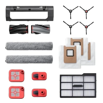 Afbeelding van eufy Reserveonderdelenset Omni E25/E28 robotstofzuiger, borstelrol met borstelharen en rubber, borstelbescherming, 2 zijborstels, wasbaar filter reinigingsdoekjes