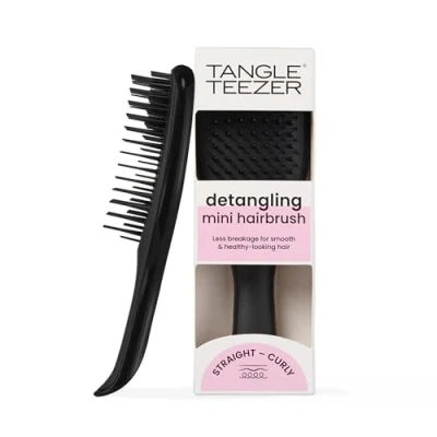 Afbeelding van Tangle Teezer Mini The Ultimate Detangler Haarborstel Gentle op nat haar Tweelaagse tanden en comfortabel handvat Ideaal voor kinderen reizen Vermindert knopen breuk Zwart