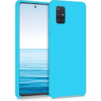 Afbeelding van kwmobile telefoonhoesje geschikt voor Samsung Galaxy A51 Hoesje met siliconen coating Smartphone case in ijsblauw