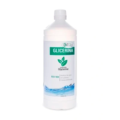 Afbeelding van EQM Soluciones Químicas, ECO 904, plantaardige glycerine, 1 liter, zuiverheid 99,5% 100% natuurlijk, natuurlijke vochtinbrengende crème voor haar en huid, ideaal zeep, shampoos,