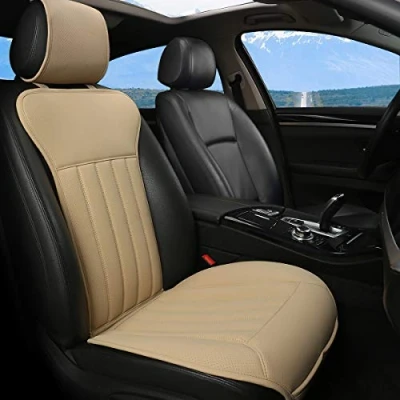Afbeelding van Black Panther Autostoelbekleding, voorstoelen, vier seizoenen, universeel, antislip, bestuurdersstoel met rugleuning, geen stoelverwarming, warmte, 1 stuk, beige