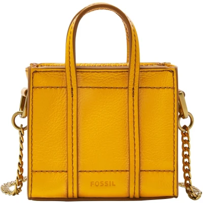 Afbeelding van FOSSIL Schoudertas Handtas Carmen Micro Tote Bag Golden Yellow Mosterdgeel