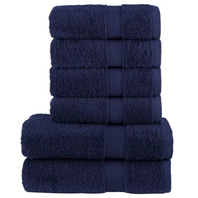 Afbeelding van vidaXL 6 delige Handdoekenset 600 g/m² 100% katoen marineblauw