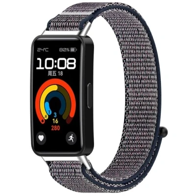 Afbeelding van Sport loop nylon bandje Blauw gemêleerd Huawei Band 10 / 9 8