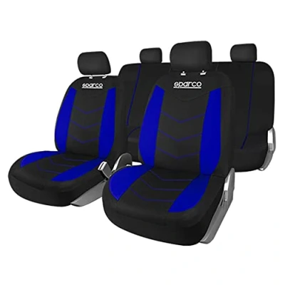 Afbeelding van SPARCO SPS431BL 9 delige Stoelbekledingset, Zwart/Blauw