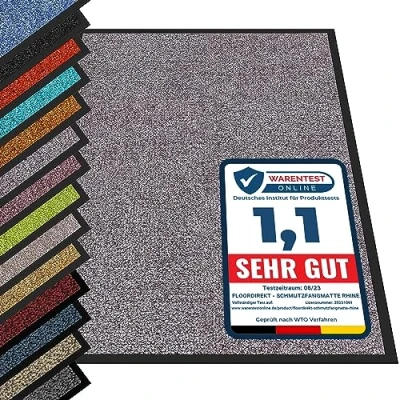 Afbeelding van etm® Schoonloopmat Voetmat in vele maten Deurmat/voetveger voor binnen en buiten Vinyl, Polyamide grijs 120 x 180 cm
