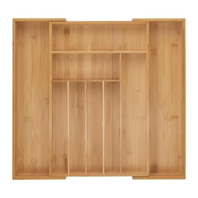 Afbeelding van bestekbak uitschuifbaar 7 9 vakken 5 x 30,5 50 47 cm bamboe