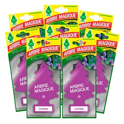 Afbeelding van Arbre Magique Mono, luchtverfrisser voor auto, lavendelgeur, frisse en veelzijdige geur, levensduur tot 7 weken, gemaakt in Italië, verpakking van 8 stuks