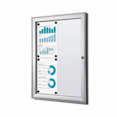 Afbeelding van Vergrendelbaar Notitiebord Indoor B1 Brandwerend Zilver 4x A4
