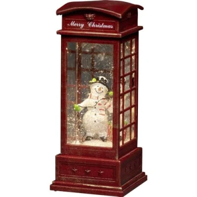 Afbeelding van Kerstlantaarn telefooncel met sneeuwpop Konstsmide 25 cm (LED, Batterijen, Timer)