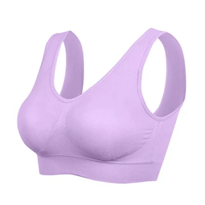Afbeelding van Boolavard Comfortabele beha voor dames, klassieke bustier, push up en zonder beugel, verpakking van 3 stuks, Helder violet, L