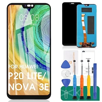 Afbeelding van Voor Huawei P20 Lite/Nova 3e ANE LX2 L22 LX1 L21 AL00 Lcd scherm Vervanging Digitizer Glas Montage Kits, Gratis gehard film, lijm en gereedschap Zwart