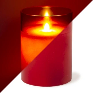 Afbeelding van LED kaars 10 cm Peha (In glas, Timer, Rood)