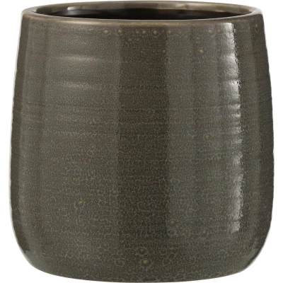 Afbeelding van J Line bloempot Effen keramiek grijs medium Ø 14.50 cm