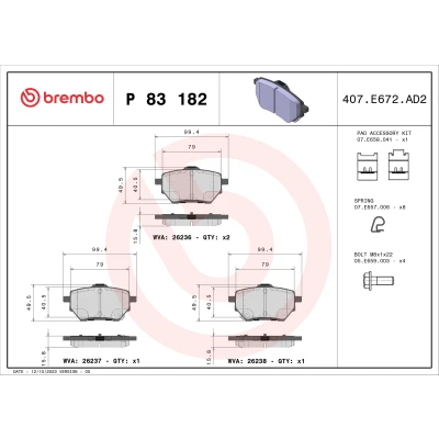 Afbeelding van Brembo Remblokset P 83 182