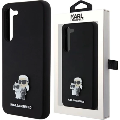 Afbeelding van CG Mobile Karl Lagerfeld KLHCS23MSMHKCNPK Hoes voor S23+ S916 Hardcase Zwart Silicone &amp; Choupette Metalen Pin