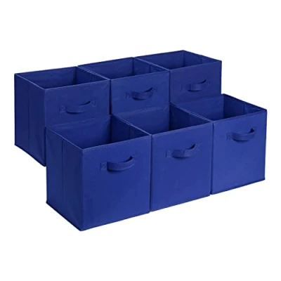Afbeelding van Amazon Basics Opbergkubus, opvouwbaar, stof, organizer, met handgrepen, set van 6, effen marineblauw, 33 x cm