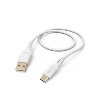 Afbeelding van Hama Silicone USB A naar C Kabel Oplaadkabel geschikt voor Samsung / Android 3A 2.0 480Mbps 150cm Wit