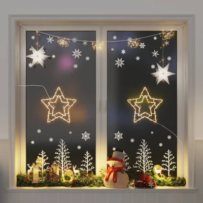 Afbeelding van Kerstverlichting ster silhouet 2 st 50 LEDs warm wit