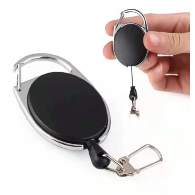 Afbeelding van Sleutelhanger Met Uittrekbaar Koord Uittrek Koord/Touwtje Uitschuifbare Broekclip voor Sleutels en Pasjes Uittrekbare Pasjeshouder Set van 2 stuks Zwart