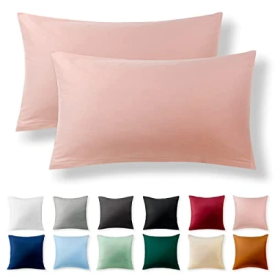 Afbeelding van Alreya set van 2 100% katoen renforcé kussenslopen 40 x 80 cm met YKK ritssluiting Hypoallergeen zonder chemische stoffen Roze