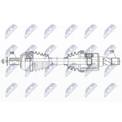 Afbeelding van NTY NPW VV 146 Aandrijfas Vooras links 599mm Handgeschakelde versnellingsbak, 6 versnellingen VOLVO: V70 3, V60 I, S60 II