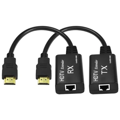 Afbeelding van HDMI Extender, Male naar RJ45 Netwerk LAN Extender 60m Converter Repeater Over Cat 5e/6 1080p tot voor HDTV HDPC PS4 STB 4K 2K (200 voet)