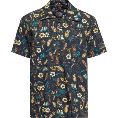 Afbeelding van King Kerosin Tropical Hawaiian Style Shirt Deluxe met korte mouwen zwart XXL