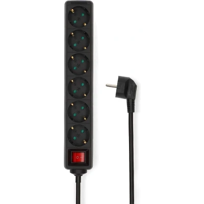 Afbeelding van Stekkerdoos Randaarde stekker / Type F (CEE 7/7) 6 wegs 3.00 m 3680 W 16 A Soort aarding: Zijcontacten 230 V AC 50/60 Hz