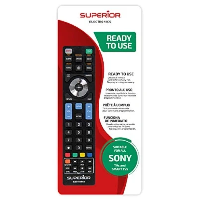 Afbeelding van Superior Electronics SUPTRB009 Sony Replacement, universele vervangingsafstandsbediening die compatibel is met alle merk TV&#039;s en Slimme TV&#039;s, klaar voor gebruik, geen programmering vereist
