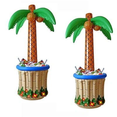Afbeelding van Widmann 2408P Opblaasbare palm met koelapparaat, 2 stuks, afmeting 182 cm, koelbox, drankkoeler, decoratie, strandfeest, themafeest, Hawaii
