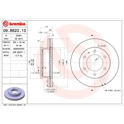 Afbeelding van Brembo Remschijf 09.B622.10