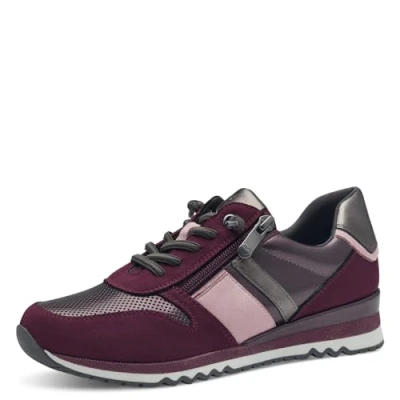 Afbeelding van MARCO TOZZI Platte damessneakers met veters en ritssluiting, Berry Comb, 39 EU