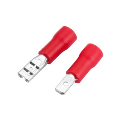 Afbeelding van Heschen Mannelijke/vrouwelijke snelkoppelingen Vinyl geïsoleerd, FDD+MDD1.25 110, 2,8 x 0,5 mm kabelaansluiting, voor 1,5 mm² (22 16 AWG), rood, 100 stuks