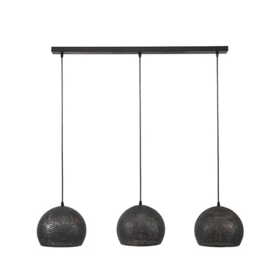 Afbeelding van Hanglamp industrieel Aya 3 lichts zwart bruin
