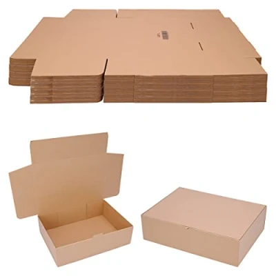 Afbeelding van verpacking vouwdozen bruin 430 x 310 120 mm DIN A3 WP L verzenddoos DHL karton Hermes DPD GLS verpakking 100 stuk