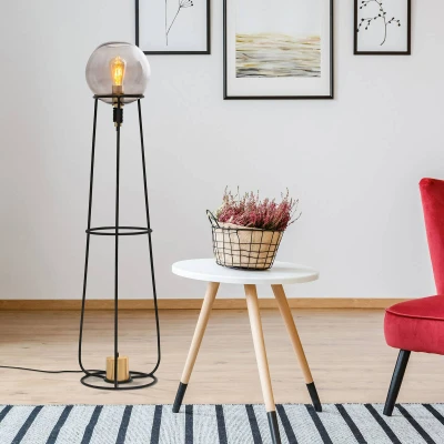 Afbeelding van näve Staande lamp Stelo excl.1x e27 max. 40 w,totaal: h: 128,5 cm,glass (smoke) colour: black (1 stuk)