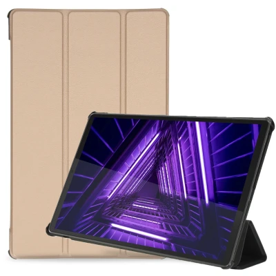 Afbeelding van Lenovo Tab M10 Plus Hoes: iMoshion Trifold Bookcase Goud Kunstleder Tablet Hoezen
