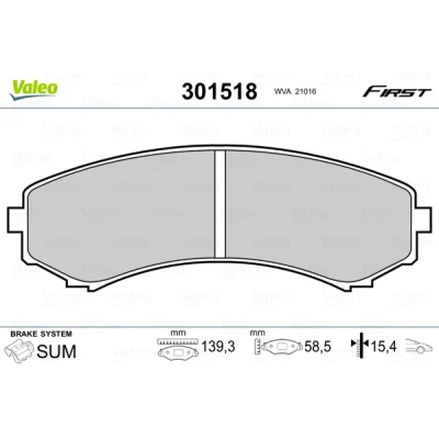 Afbeelding van Valeo Remblokset 301518