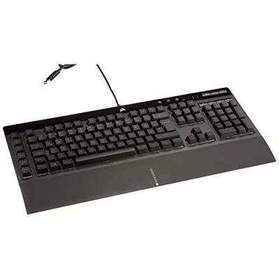 Afbeelding van Corsair K55 RGB PRO gamingtoetsenbord met bekabeld membraan (dynamische achtergrondverlichting, 6 macrotoetsen Elgato software integratie, IP42 bescherming tegen stof en spatten) QWERTZ, zwart