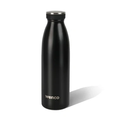 Afbeelding van wenco Drinkfles roestvrij staal 0,5 l / 500 ml geïsoleerd en lekvrij voor koude warme dranken ook als thermoskan bruikbaar BPA vrij zwart