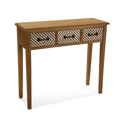 Afbeelding van Versa Severn Smalle hal of vestibule Entree meubilair, Console Tafel, met 3 lades, Afmetingen (H x B H) 80 30 90,5 cm, Hout, Kleur Bruin