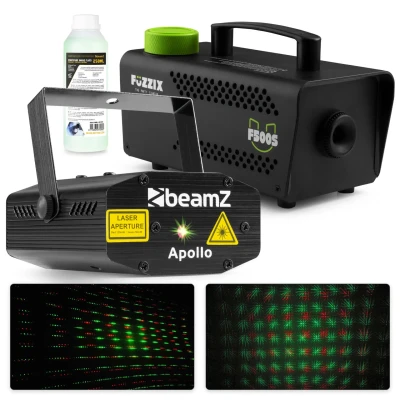 Afbeelding van BeamZ Apollo Multipoint laser met S500 rookmachine rookvloeistof