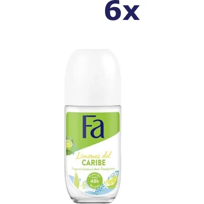 Afbeelding van 6x Fa Deo Roll on Women Caribbean Lemon 50 ml