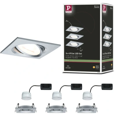 Afbeelding van Paulmann 93456 Nova Inbouwlamp Set van 3 stuks LED 18 W Aluminium (gedraaid)