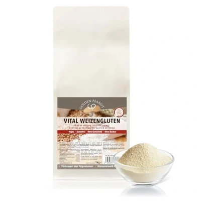 Afbeelding van GOLDEN PEANUT Vital Tarwegluten 1 kg natuurlijk verdikkingsmiddel puur plantaardig, tarwe eiwit, sinaasappel, caloriearm zetmeel, bakken, koken