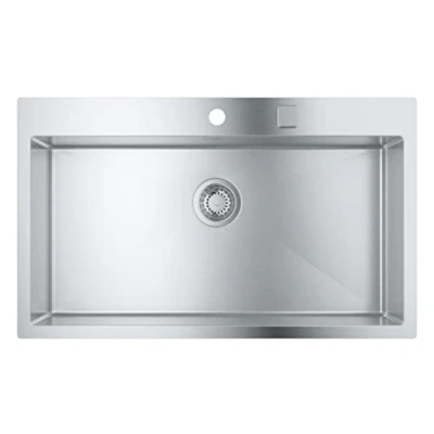 Afbeelding van Grohe rechthoekige enkele spoelbak bladmontage opbouw afvoerplug vuilafstotend waste rvs 304 hxbxd 200x846x510mm 31584sd1
