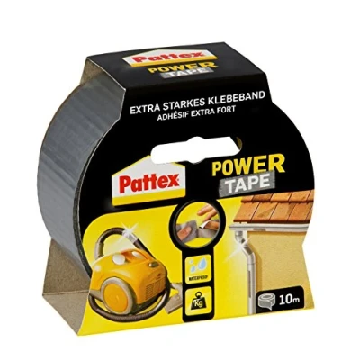 Afbeelding van Pattex Power Tape, extra sterk en waterdicht plakband, super resistent door stoffen inleg, eenvoudig in gebruik, zilver, 10 m