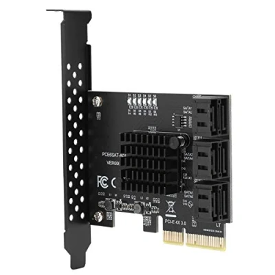 Afbeelding van PCIe SATA kaart 6 poorts, PCI E Naar poorts SATA3.0 Harde Schijf uitbreidingskaart 6G E3.0 GEN3 4X Interface hubadapter 3.0 voor ASMedia ASM1166 Master