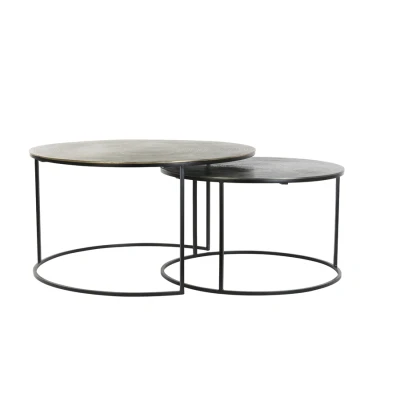 Afbeelding van Light &amp; Living Primo salontafel set van 2 antiek brons/mat zwart Metaal